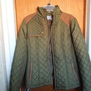 Laura Scott Quilted Green Coat Size Large